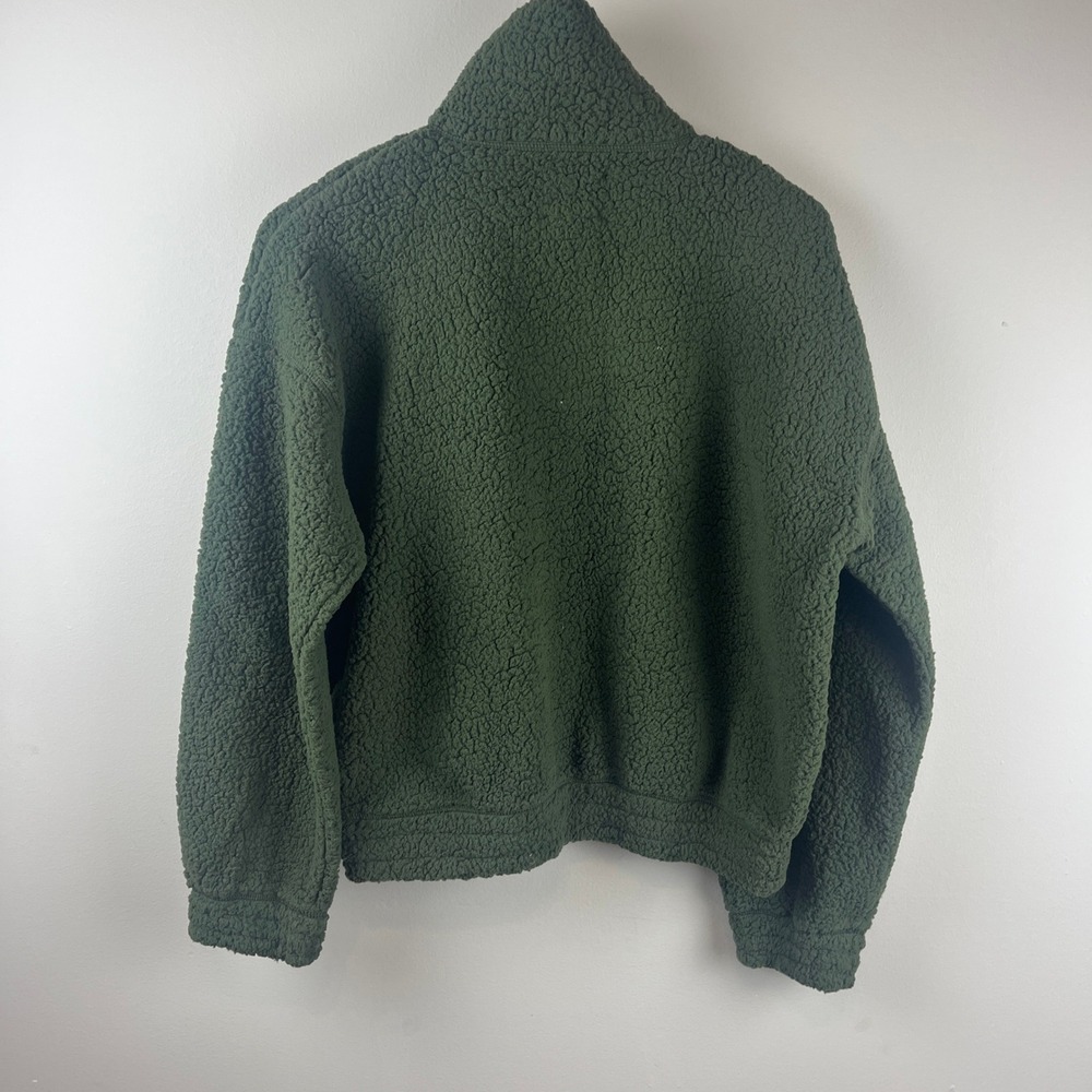 2/$30 NWT OFFLINE By Aerie Green Camo Fluffy Sherpa Quarter Zip Sweatshirt Small - Picture 4 of 5